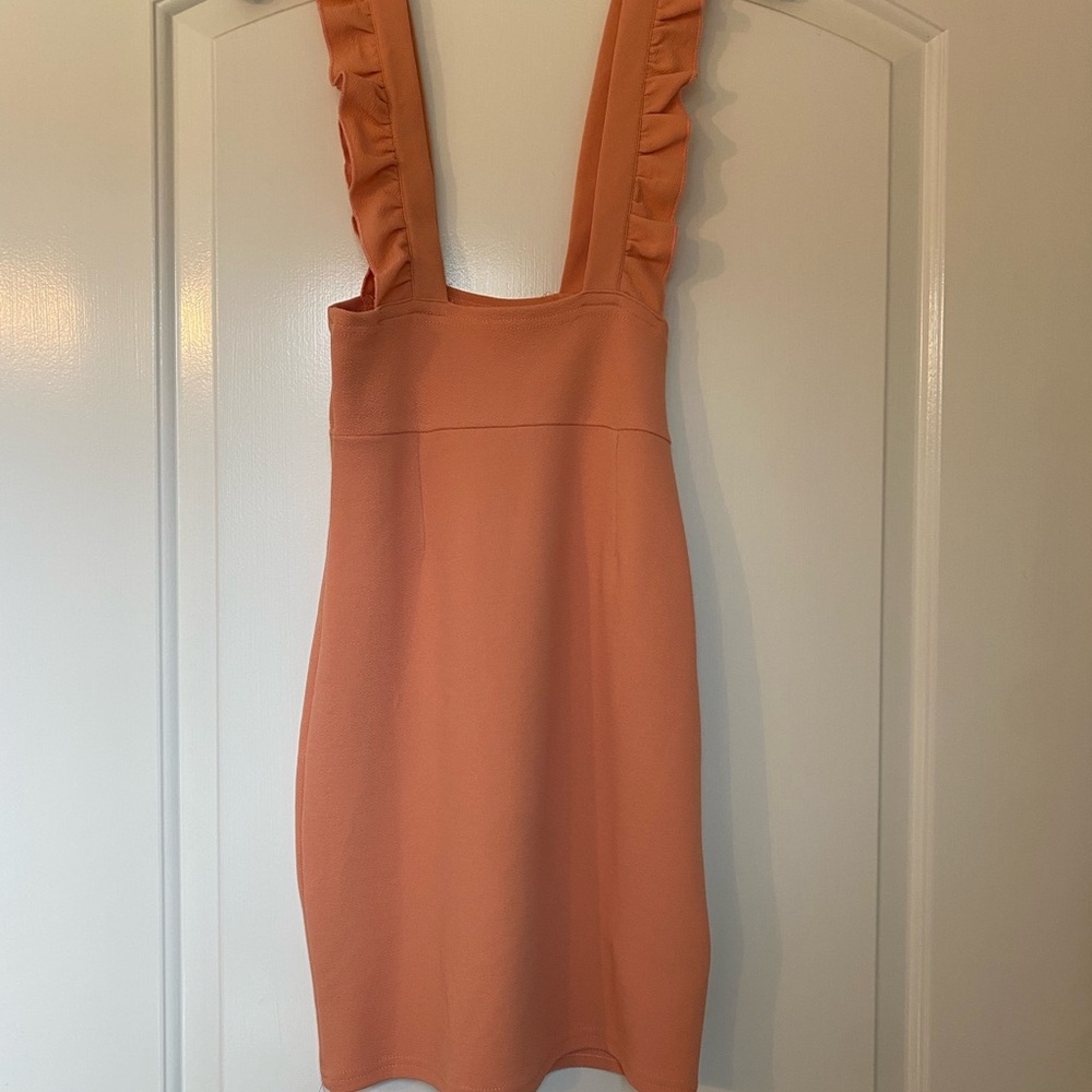 SHEIN Ruffled Strap Mini Dress in Coral